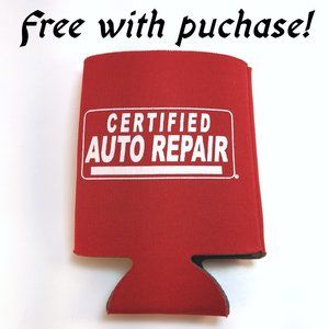 Drink Cozy Koozie Free with Purchase Auto Repair Red
